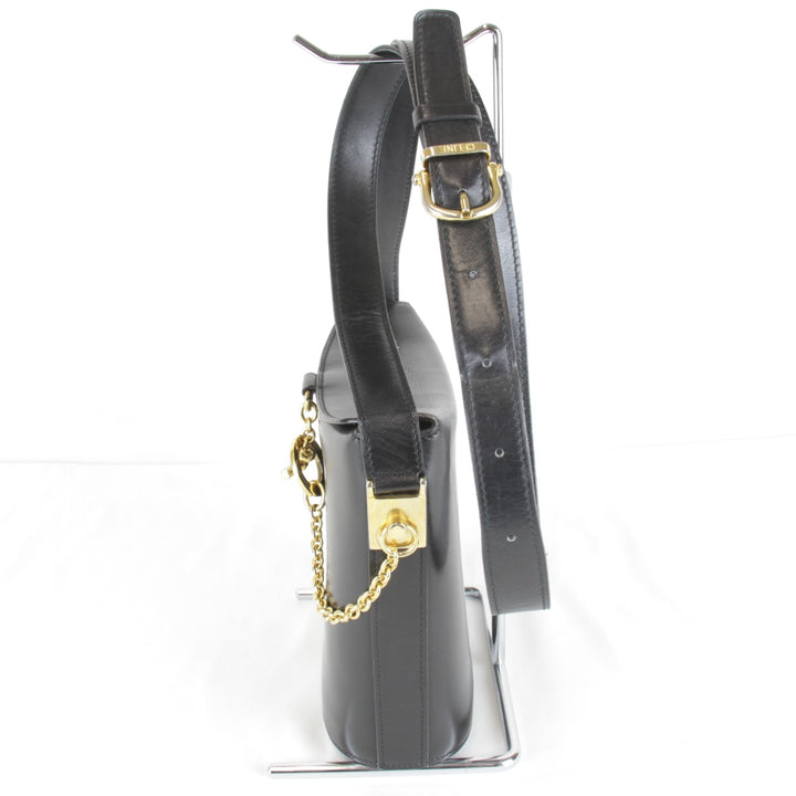 【価格改定】『USED』 
CELINE セリーヌ 
 サークルロゴ金具 ショルダーバッグ 
レザー ブラック