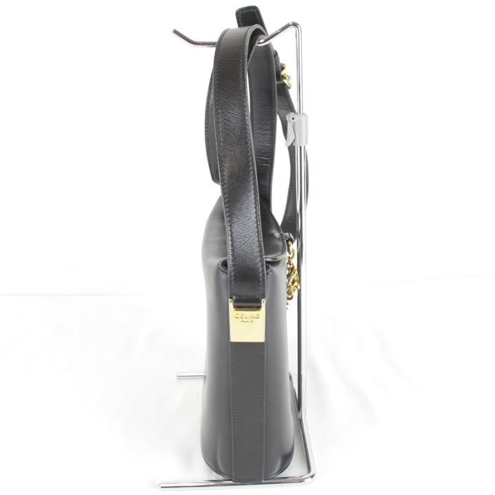 【価格改定】『USED』 
CELINE セリーヌ 
 サークルロゴ金具 ショルダーバッグ 
レザー ブラック