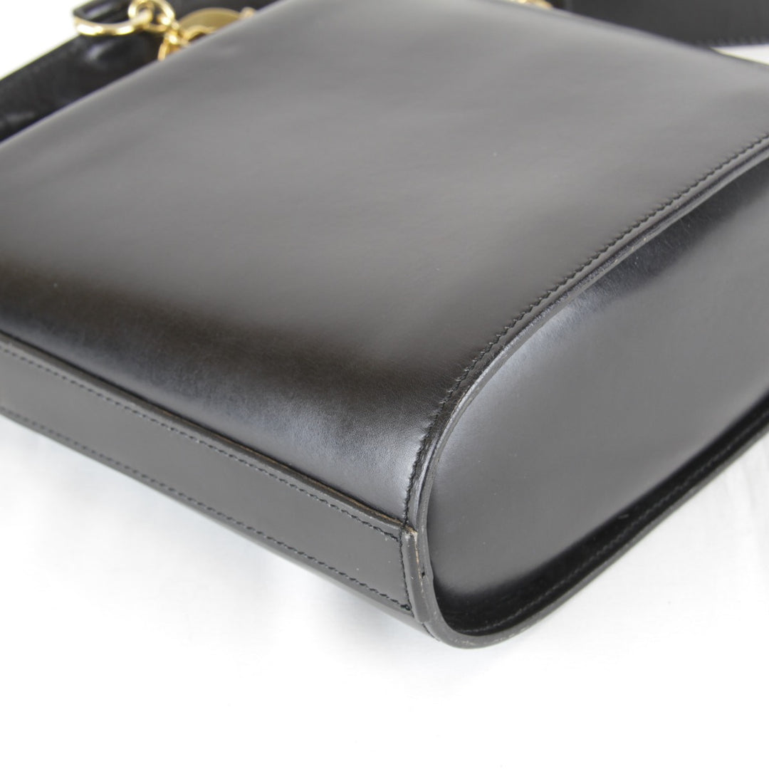 【価格改定】『USED』 
CELINE セリーヌ 
 サークルロゴ金具 ショルダーバッグ 
レザー ブラック