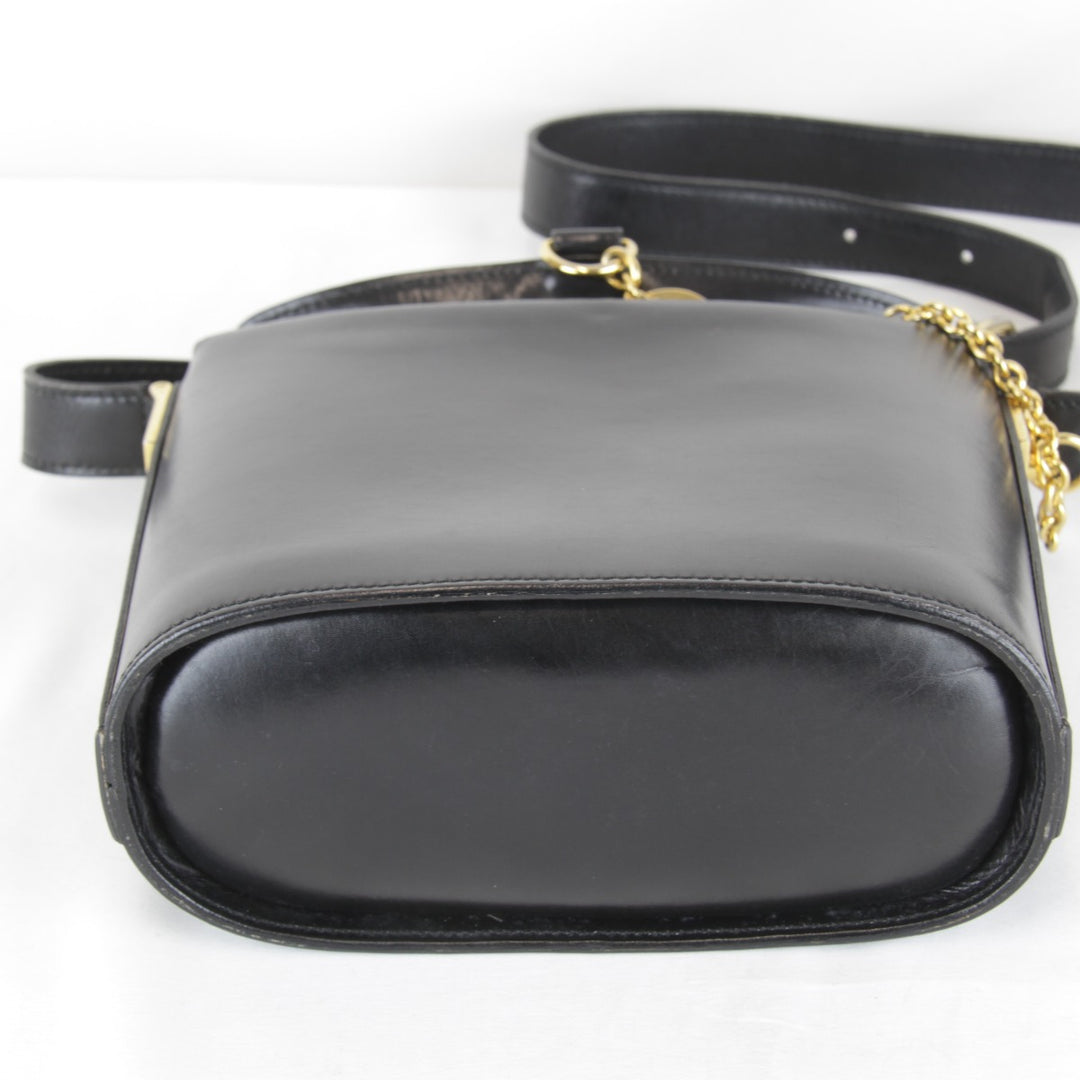 【価格改定】『USED』 
CELINE セリーヌ 
 サークルロゴ金具 ショルダーバッグ 
レザー ブラック