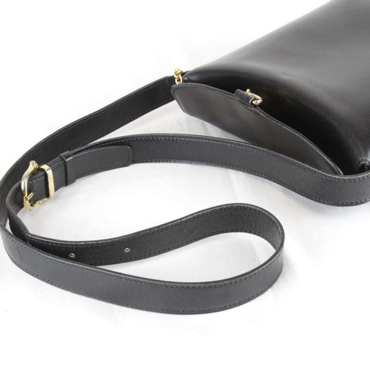 【価格改定】『USED』 
CELINE セリーヌ 
 サークルロゴ金具 ショルダーバッグ 
レザー ブラック