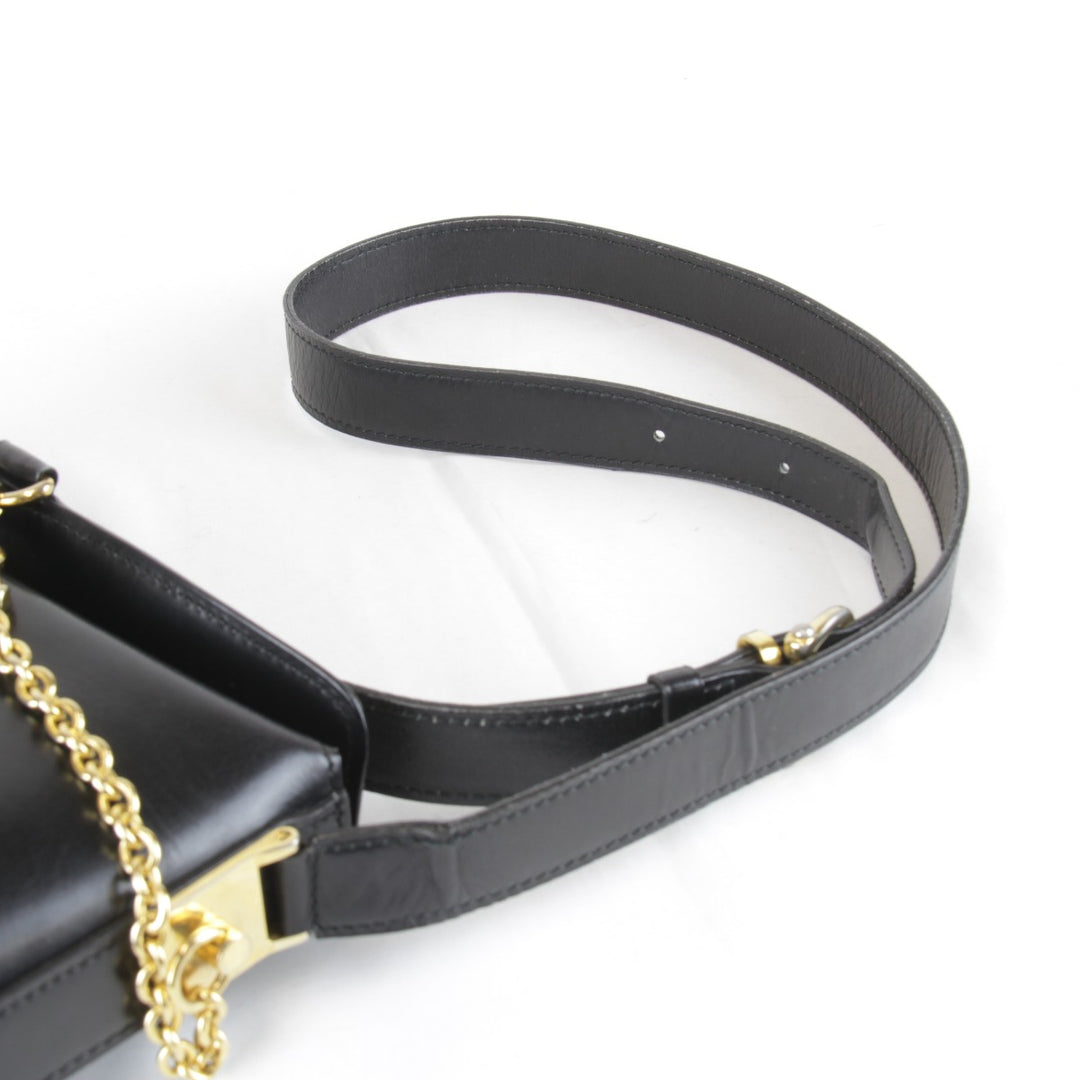 【価格改定】『USED』 
CELINE セリーヌ 
 サークルロゴ金具 ショルダーバッグ 
レザー ブラック