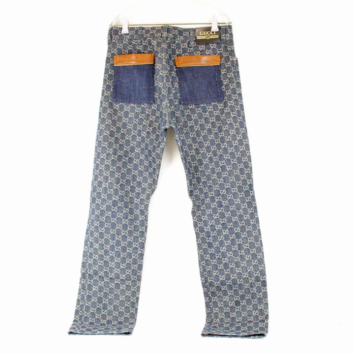 美品『USED』 
GUCCI グッチ 
 総GG柄 サイズ32 デニムパンツ 
コットン ネイビー