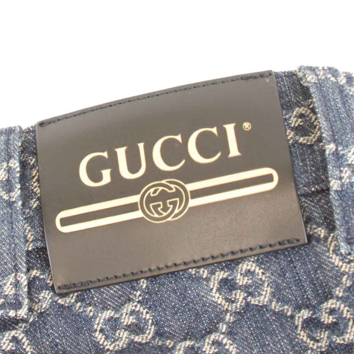 美品『USED』 
GUCCI グッチ 
 総GG柄 サイズ32 デニムパンツ 
コットン ネイビー