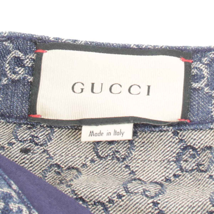 美品『USED』 
GUCCI グッチ 
 総GG柄 サイズ32 デニムパンツ 
コットン ネイビー