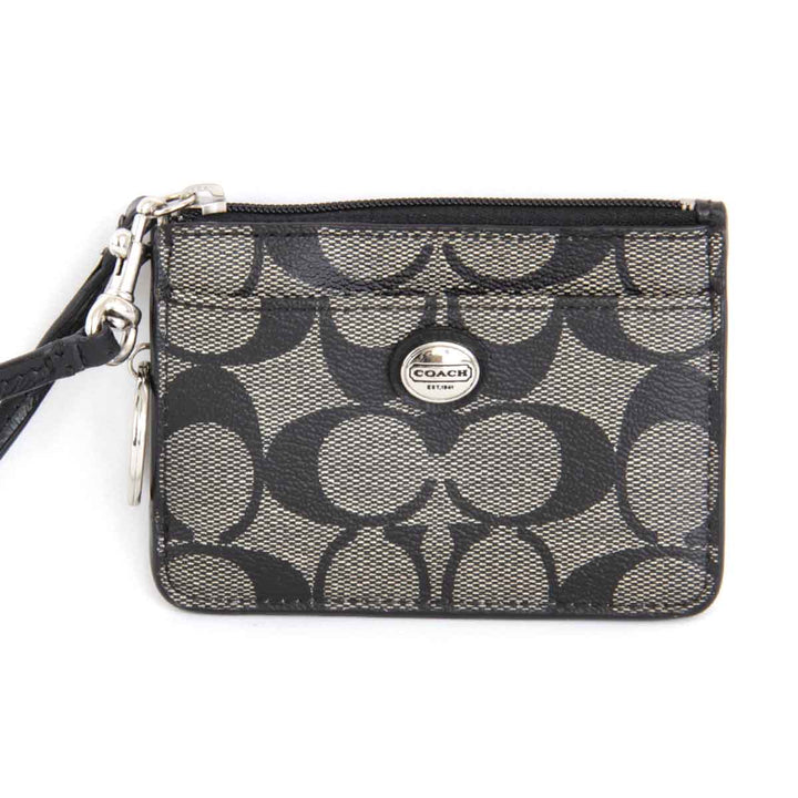 『USED』 
COACH コーチ 
 シグネチャー パスケース 
レザー ブラック