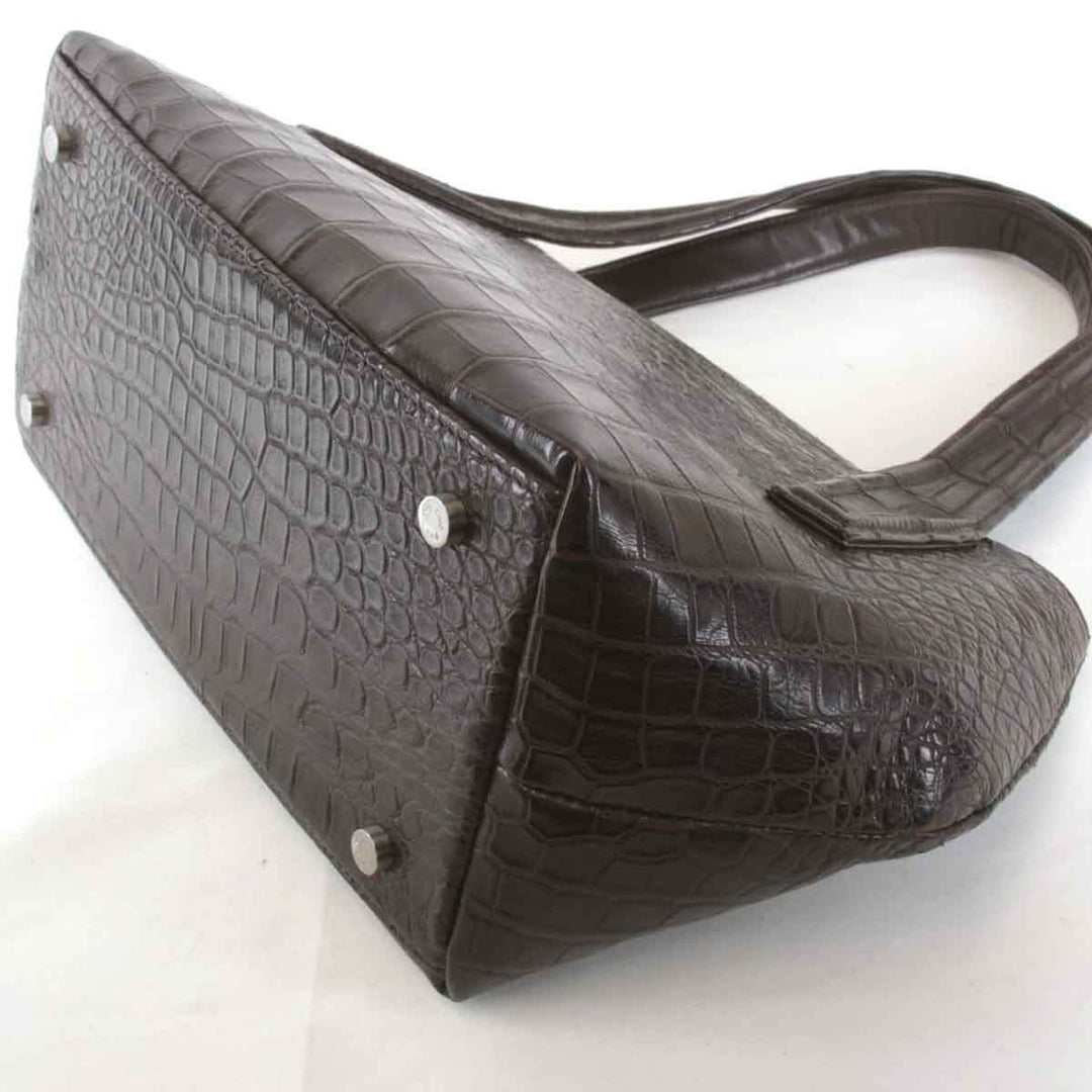 美品『USED』 
 
 JRA認定 ハンドバッグ 
クロコダイル ブラウン