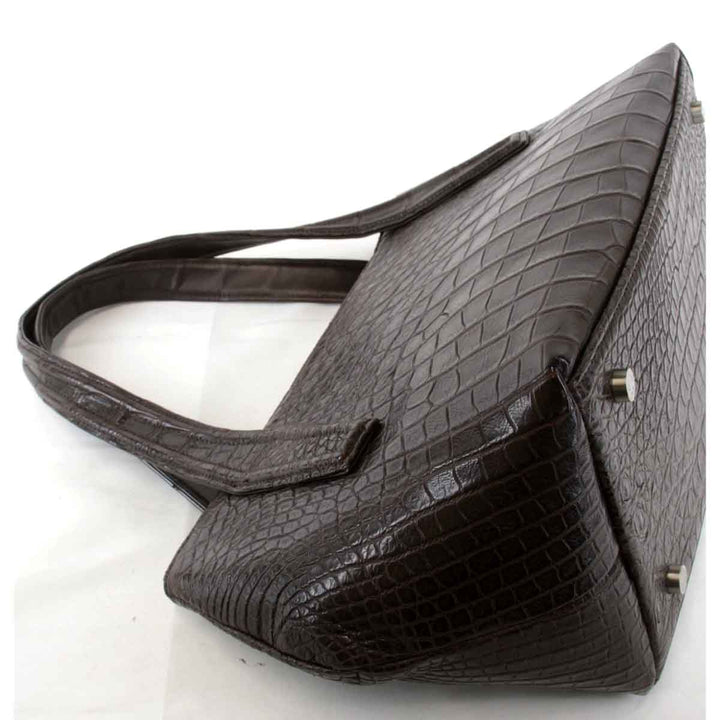 美品『USED』 
 
 JRA認定 ハンドバッグ 
クロコダイル ブラウン