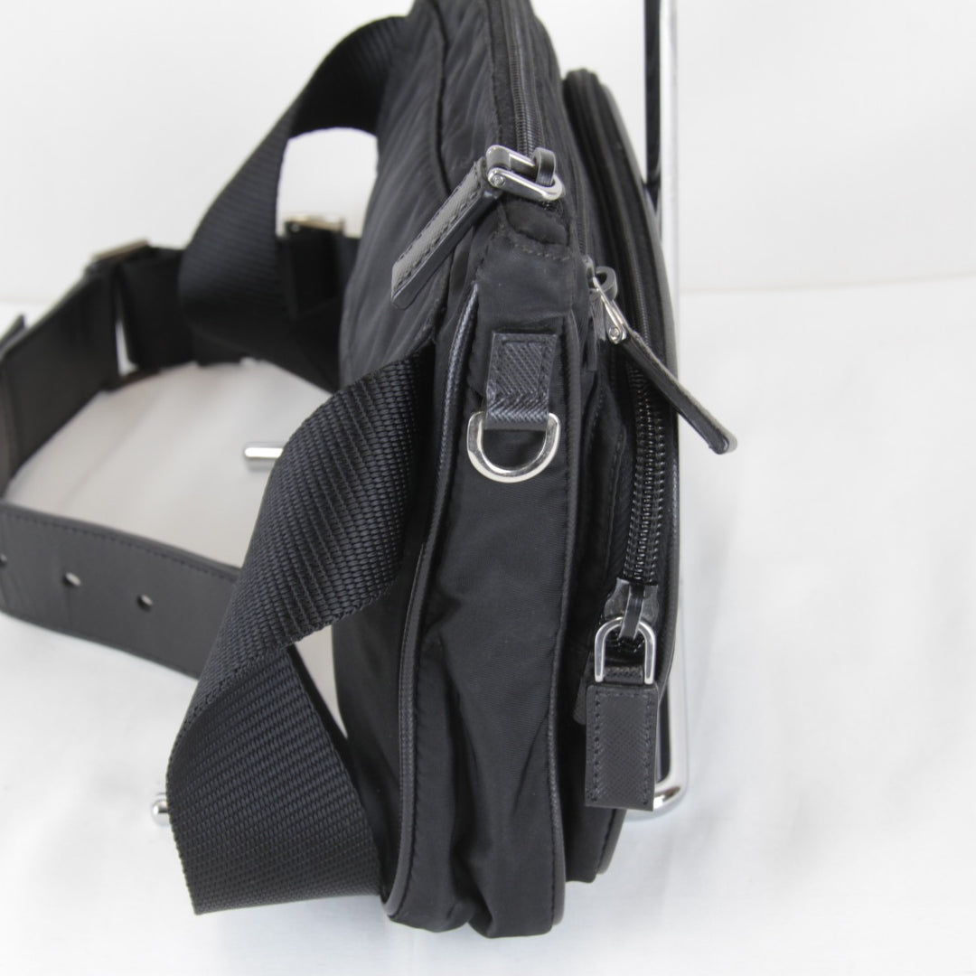【価格改定】『USED』 
PRADA プラダ 
 サフィアーノ ウエストバッグ 
ナイロン ブラック