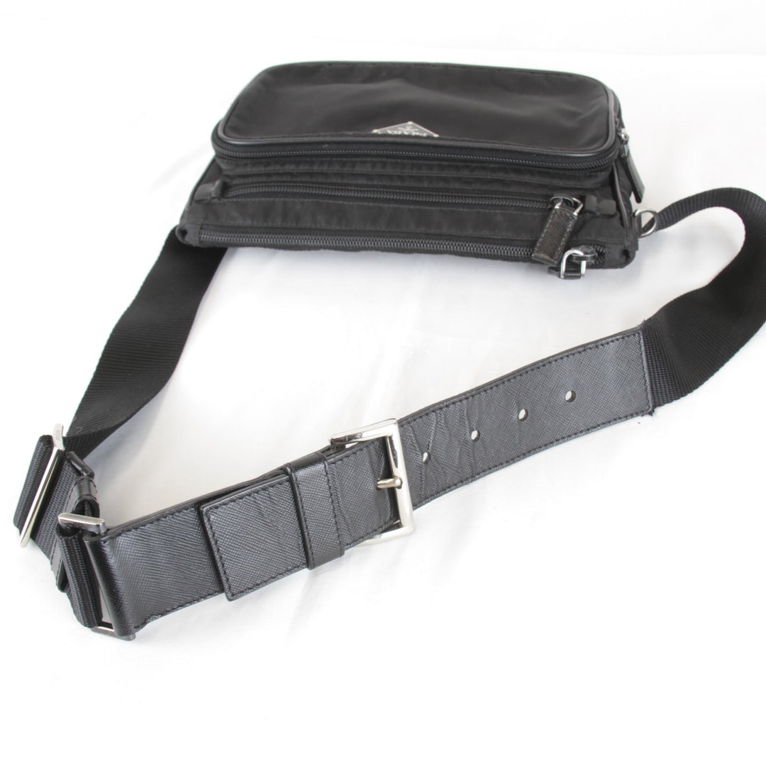 【価格改定】『USED』 
PRADA プラダ 
 サフィアーノ ウエストバッグ 
ナイロン ブラック