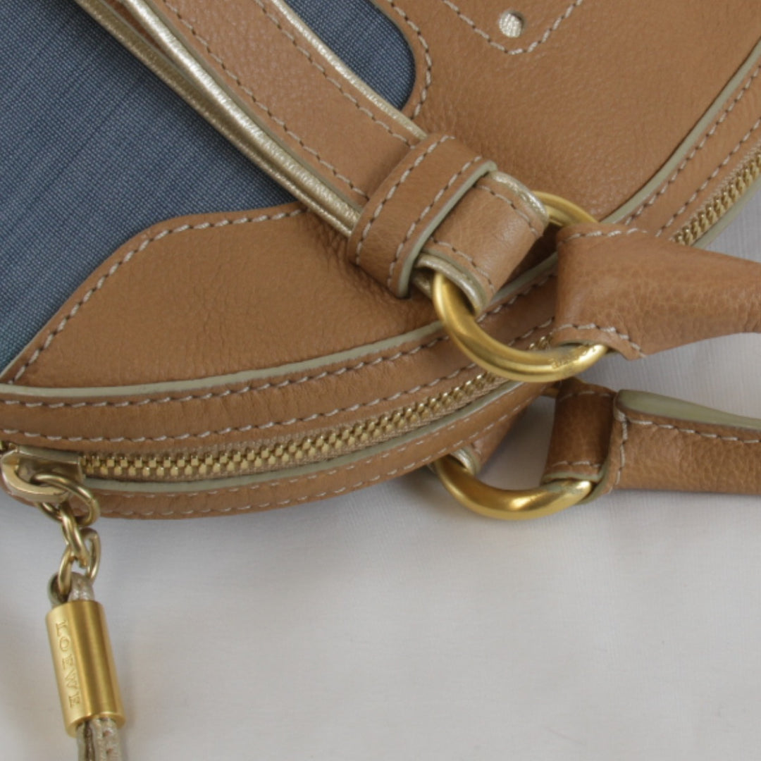 【価格改定】美品『USED』 
LOEWE ロエベ 
 アナグラム ハンドバッグ 
キャンバス/レザー ブルー