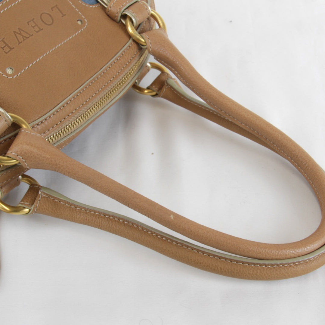 【価格改定】美品『USED』 
LOEWE ロエベ 
 アナグラム ハンドバッグ 
キャンバス/レザー ブルー