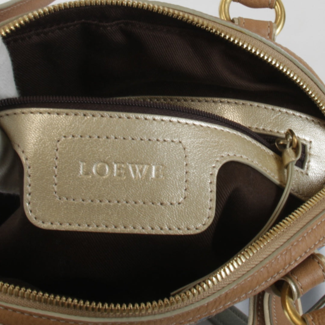 【価格改定】美品『USED』 
LOEWE ロエベ 
 アナグラム ハンドバッグ 
キャンバス/レザー ブルー