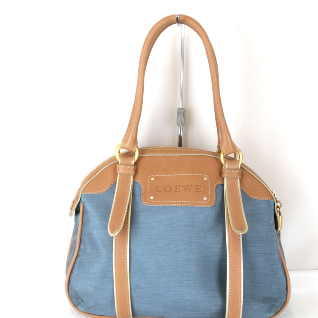 【価格改定】美品『USED』 
LOEWE ロエベ 
 アナグラム ハンドバッグ 
キャンバス/レザー ブルー