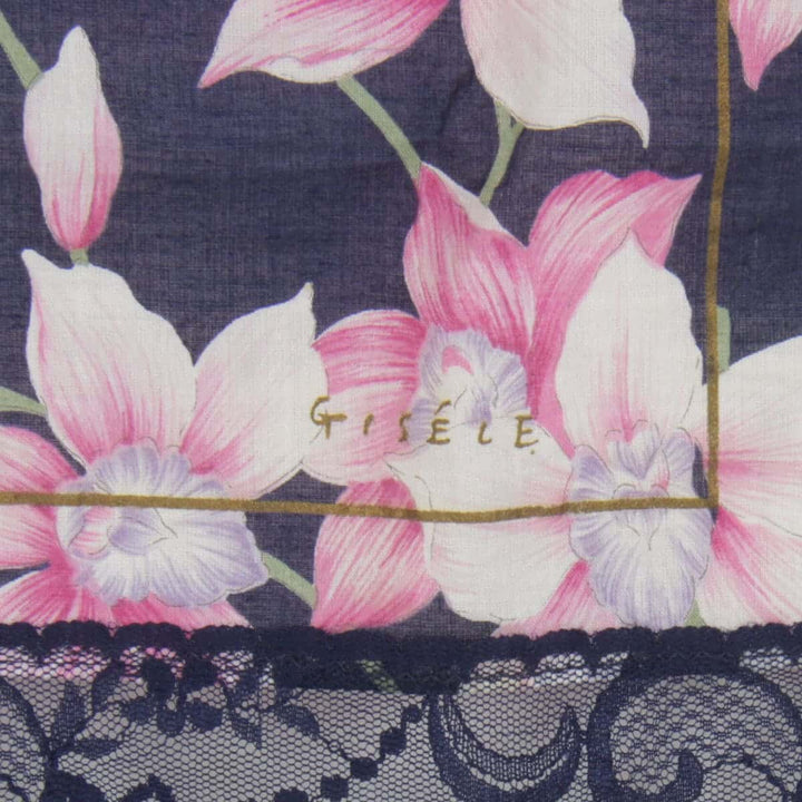 『USED』GISELE 
 
 レーススカーフ スカーフ 
ファブリック ネイビー×ピンク