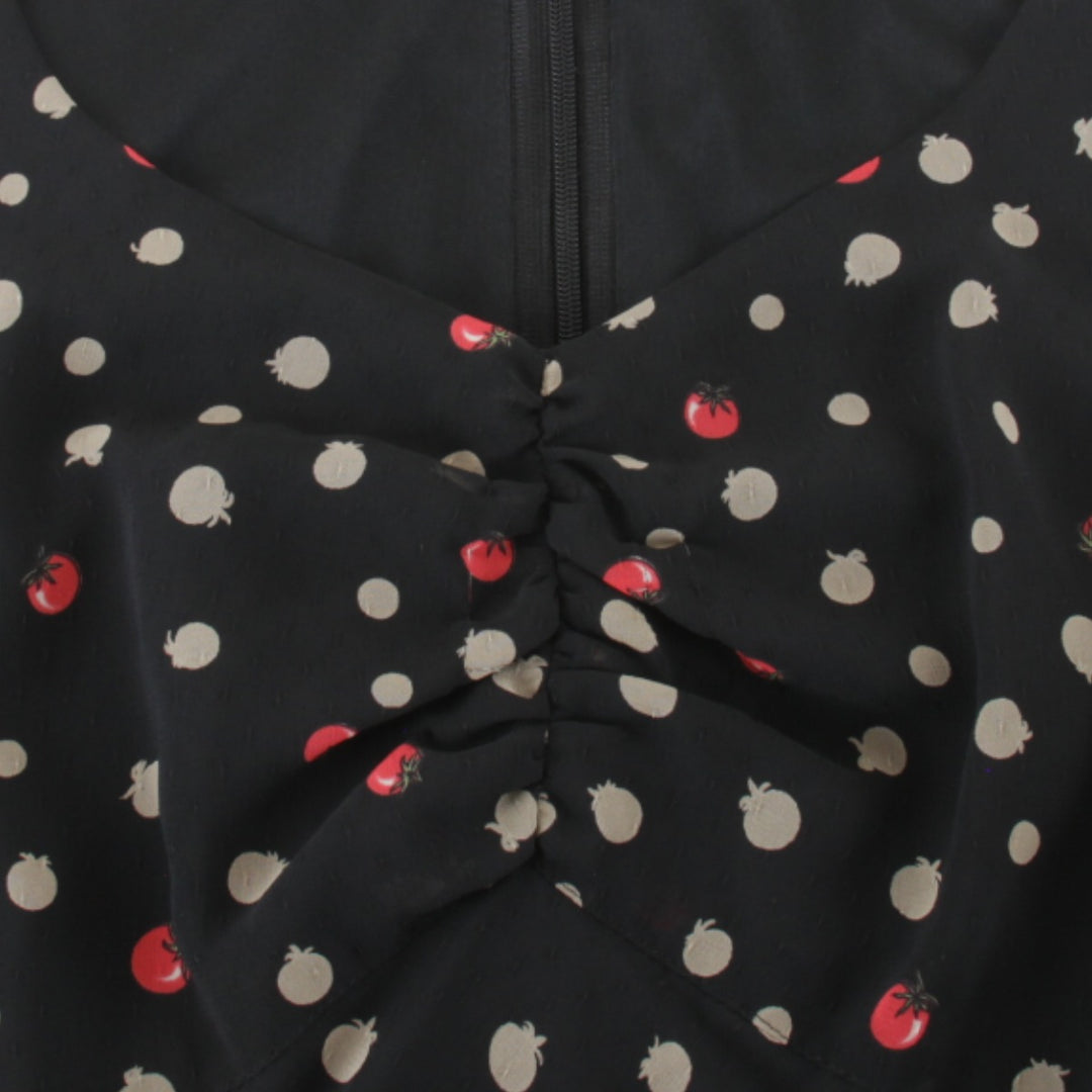 『USED』 
Sonia Rykiel ソニアリキエル 
 トマト ドット柄 フリル ワンピース 
 ブラック