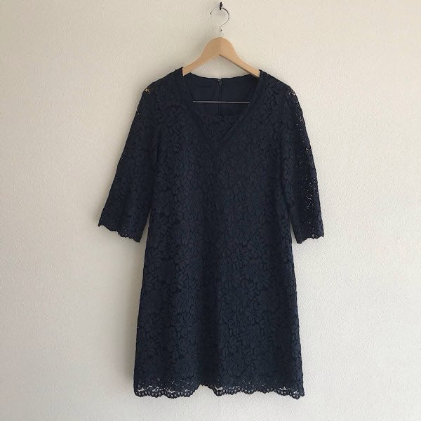 『USED美品』 
 
 Cour Carre an KOOS クールカレアンコース レースワンピース ワンピース 
コットン/ナイロン  /ポリエステル ネイビー
