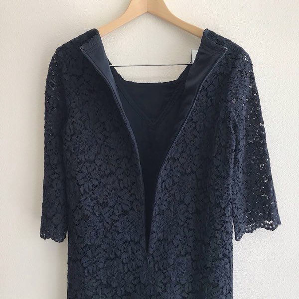 『USED美品』 
 
 Cour Carre an KOOS クールカレアンコース レースワンピース ワンピース 
コットン/ナイロン  /ポリエステル ネイビー