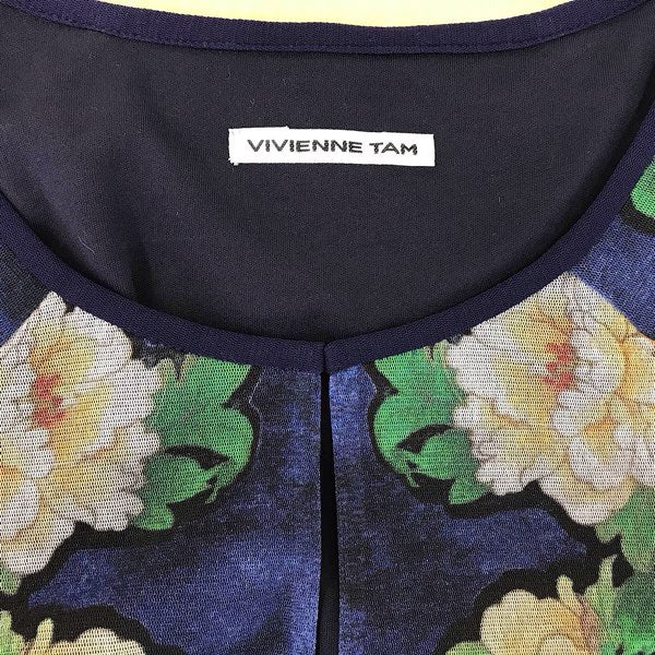 『美品』 
VIVIENNE TAM ヴィヴィアンタム 
 パワーネット花柄ワンピース ワンピース 
ナイロン/ポリエステル  ネイビー系