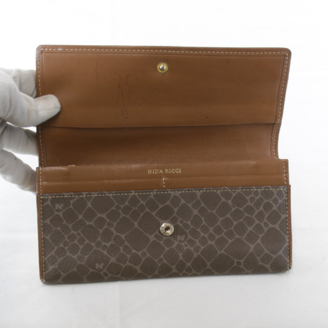 『USED』 
NINA RICCI ニナリッチ 
 ジラフ柄 長財布 
レザー ブラウン