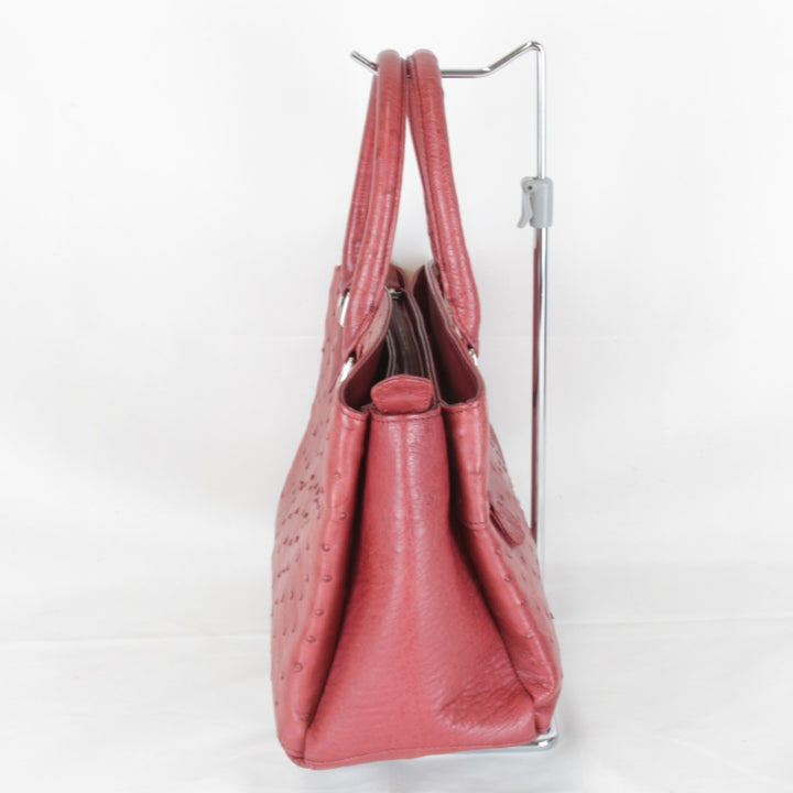美品『USED』 
 
 ハンドバッグ 
オーストリッチ レッド エキゾチックレザー