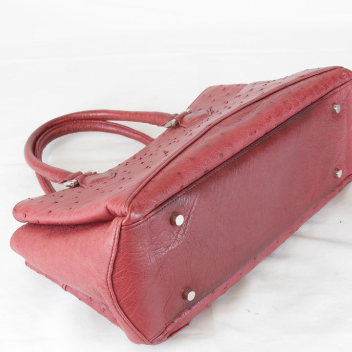 美品『USED』 
 
 ハンドバッグ 
オーストリッチ レッド エキゾチックレザー