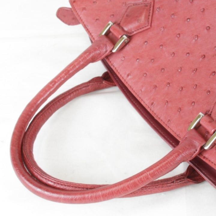 美品『USED』 
 
 ハンドバッグ 
オーストリッチ レッド エキゾチックレザー