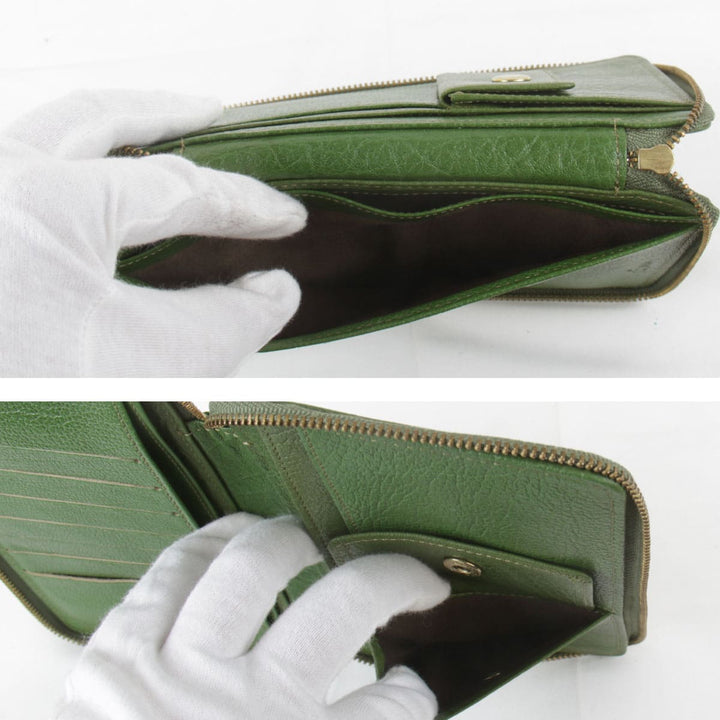 『USED』 
 ノブレス・オサム 
 ジッピーウォレット 長財布 
レザー グリーン