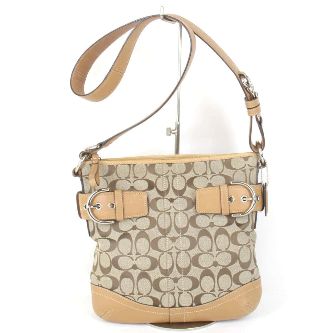 『USED』 
COACH コーチ 
 シグネチャー 03574 ショルダーバッグ 
キャンバス/レザー  ベージュ