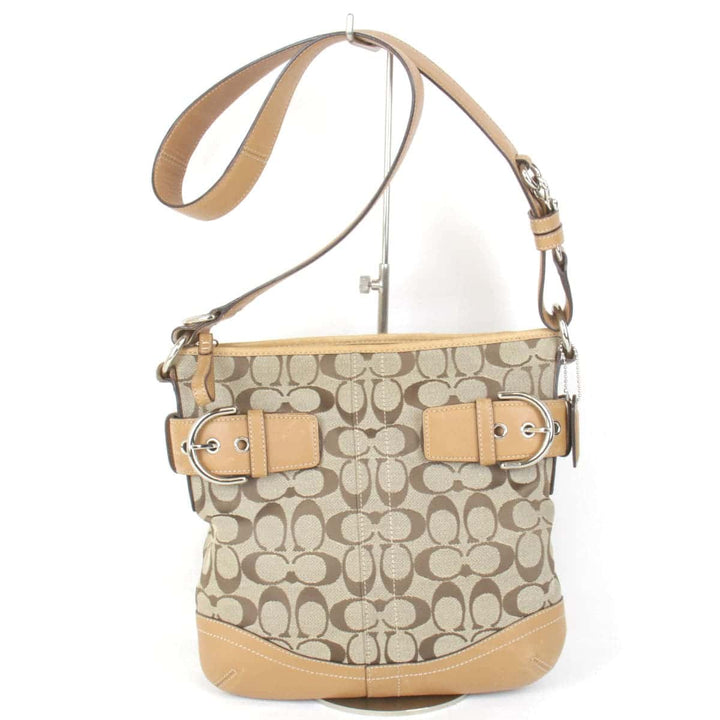 『USED』 
COACH コーチ 
 シグネチャー 03574 ショルダーバッグ 
キャンバス/レザー  ベージュ