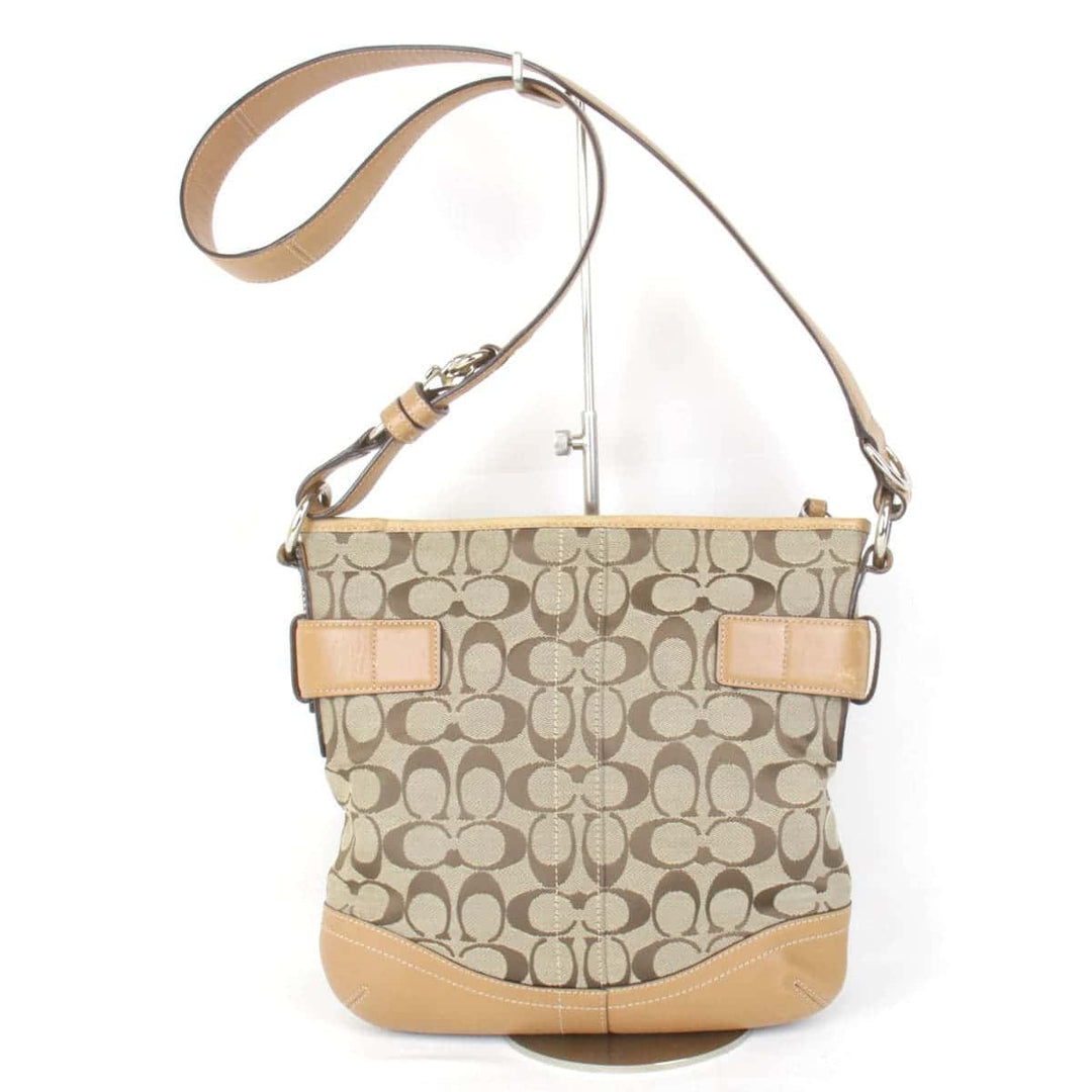 『USED』 
COACH コーチ 
 シグネチャー 03574 ショルダーバッグ 
キャンバス/レザー  ベージュ