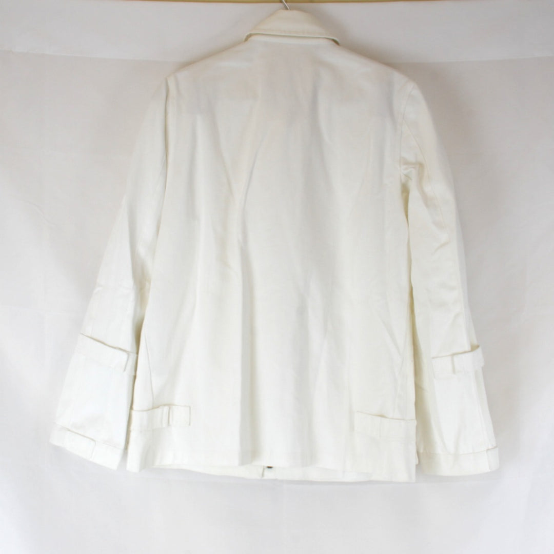 美品『USED』 
 
 LES prairies DE paris コットンジャケット 白 4 シンプル ノーカラージャケット 
 ホワイト