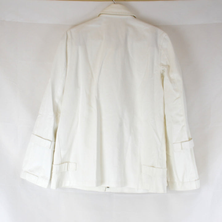 美品『USED』 
 
 LES prairies DE paris コットンジャケット 白 4 シンプル ノーカラージャケット 
 ホワイト