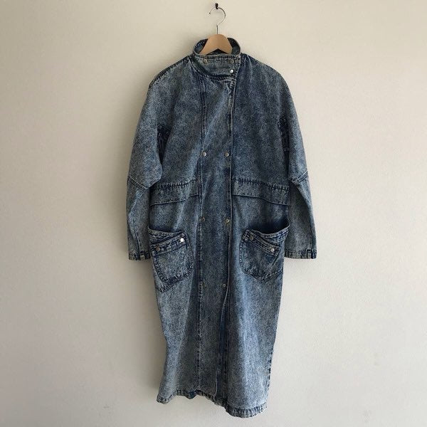 『USED』 
 
 peter daniels デニムロングコート Mサイズ 古着 ヴィンテージ デニムジャケット 
コットンデニム ブルー
