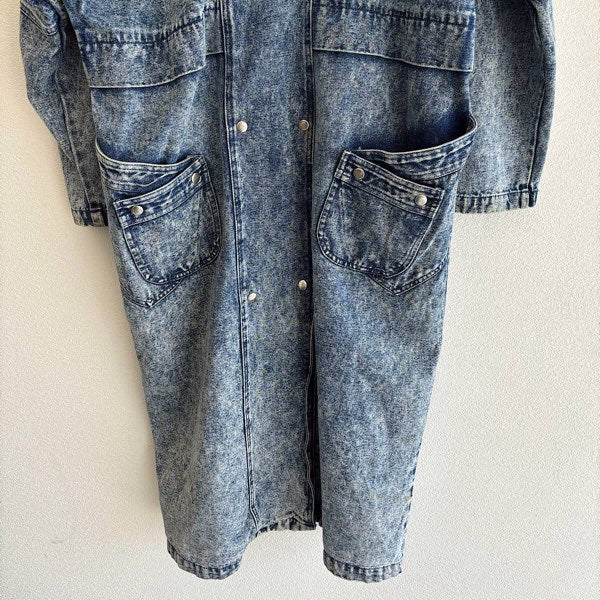 『USED』 
 
 peter daniels デニムロングコート Mサイズ 古着 ヴィンテージ デニムジャケット 
コットンデニム ブルー
