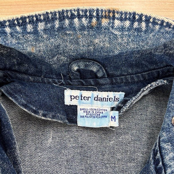 『USED』 
 
 peter daniels デニムロングコート Mサイズ 古着 ヴィンテージ デニムジャケット 
コットンデニム ブルー