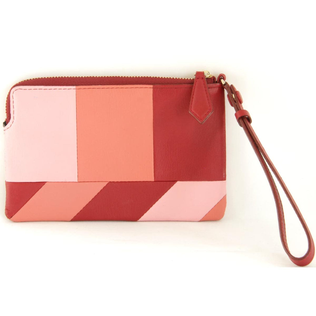 『USED』 
Paul Smith ポール・スミス 
 アングルストライプ ポーチ 
レザー レッド