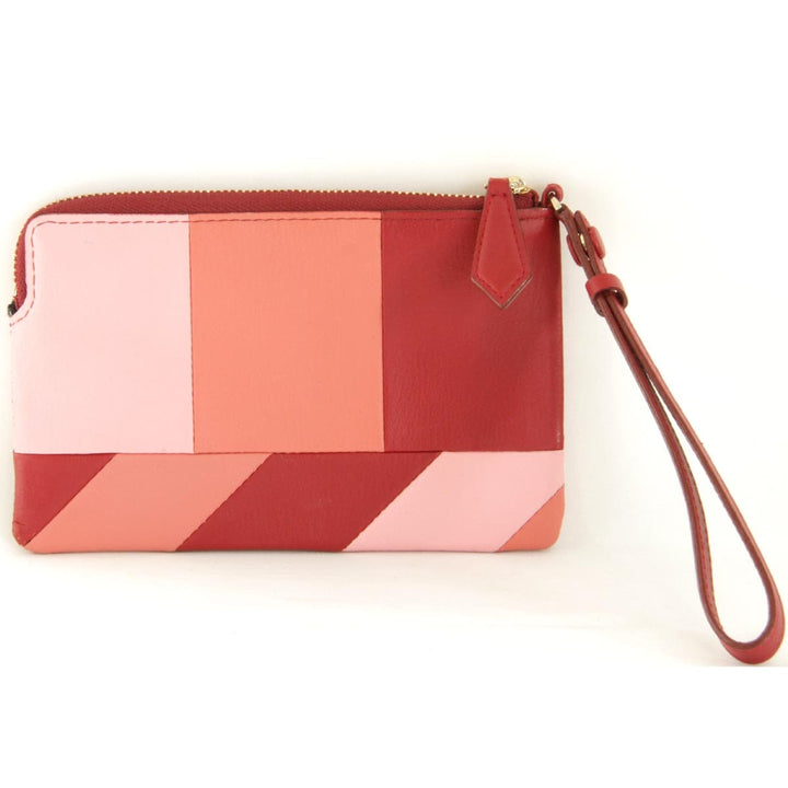『USED』 
Paul Smith ポール・スミス 
 アングルストライプ ポーチ 
レザー レッド