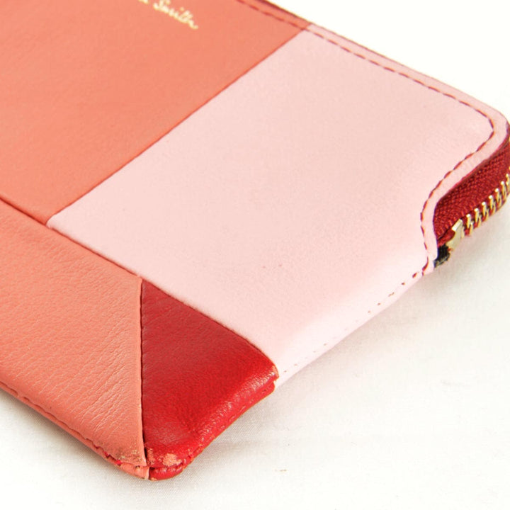 『USED』 
Paul Smith ポール・スミス 
 アングルストライプ ポーチ 
レザー レッド
