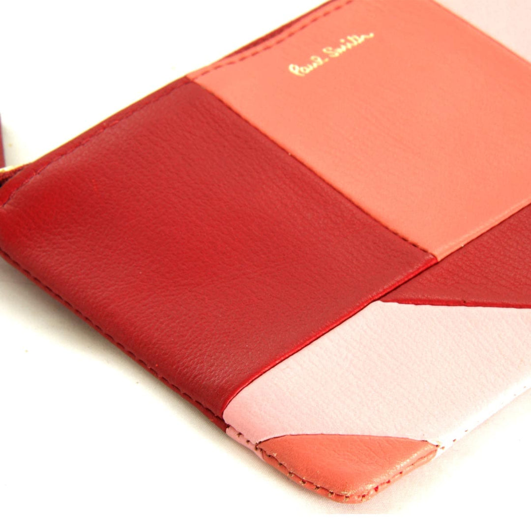 『USED』 
Paul Smith ポール・スミス 
 アングルストライプ ポーチ 
レザー レッド