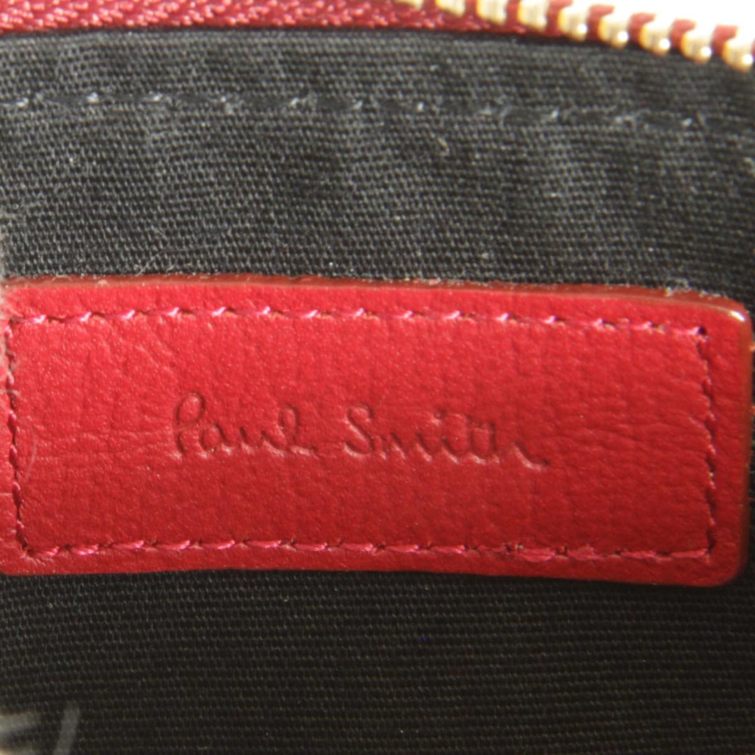『USED』 
Paul Smith ポール・スミス 
 アングルストライプ ポーチ 
レザー レッド