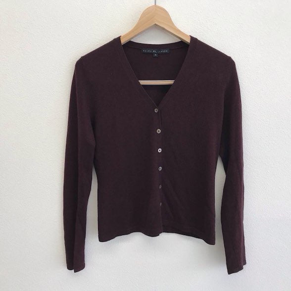 『USED』 
RALPH LAUREN ラルフローレン 
 カーディガン・トップスセットアップ アンサンブル 
コットン/カシミヤ  ダークブラウン系