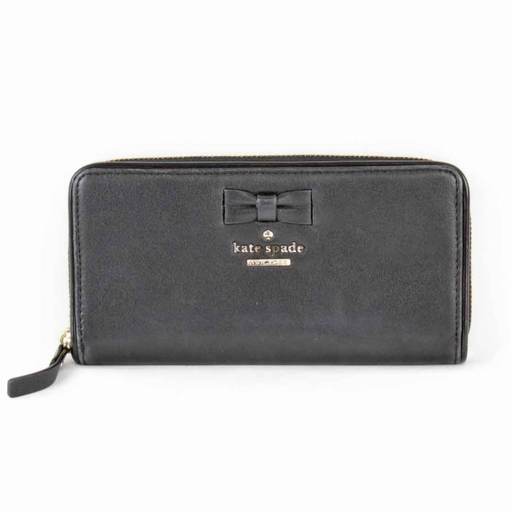 『USED』 
Kate Spade ケイトスペード 
 ラウンドファスナー 長財布 
レザー ブラック
