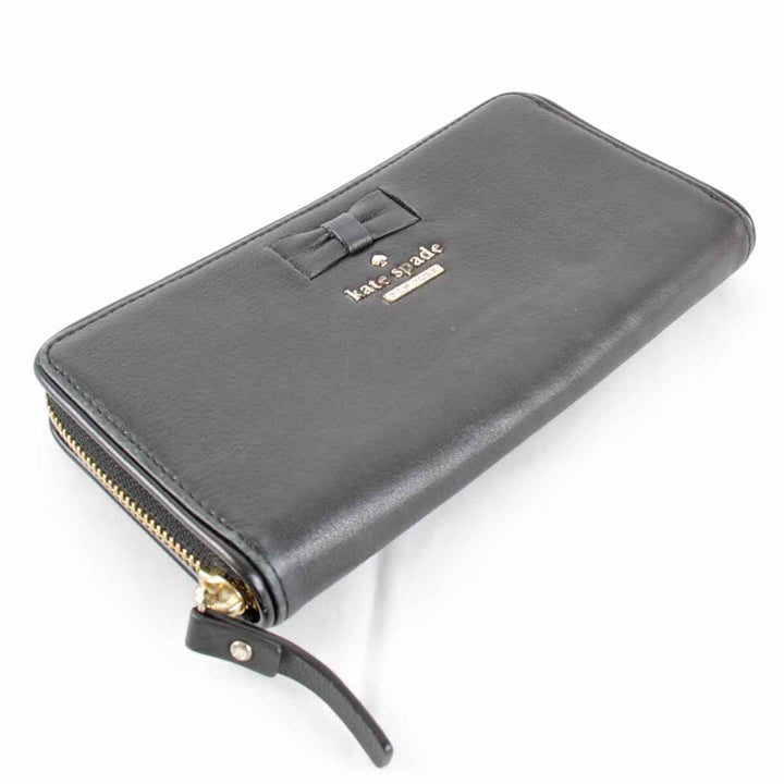 『USED』 
Kate Spade ケイトスペード 
 ラウンドファスナー 長財布 
レザー ブラック