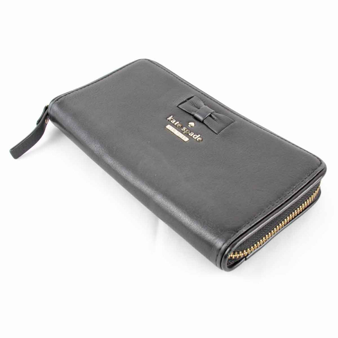 『USED』 
Kate Spade ケイトスペード 
 ラウンドファスナー 長財布 
レザー ブラック