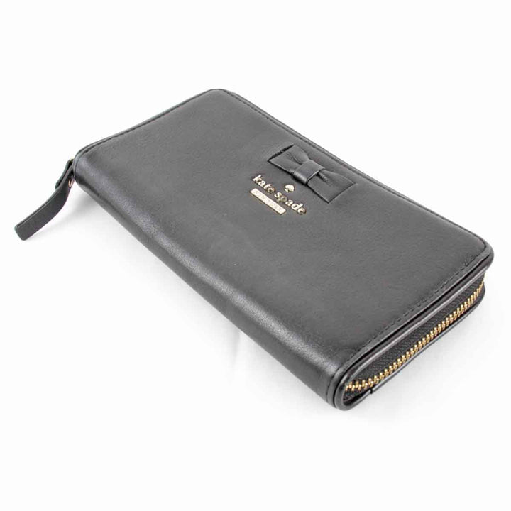 『USED』 
Kate Spade ケイトスペード 
 ラウンドファスナー 長財布 
レザー ブラック