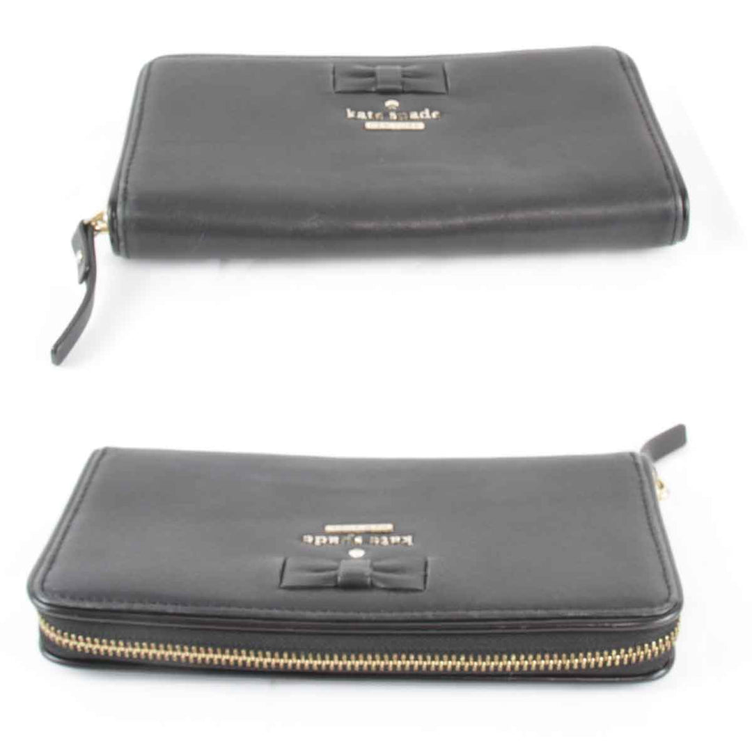 『USED』 
Kate Spade ケイトスペード 
 ラウンドファスナー 長財布 
レザー ブラック
