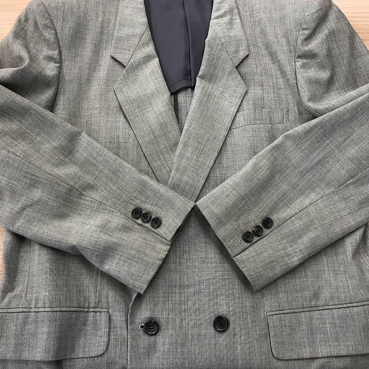 『USED』 
COMME des GARCONS HOMME コムデギャルソンオム 
 1989年製 ダブルテーラードジャケット HS-11003S テーラードジャケット 
毛100％/キュプラ100％ グレー