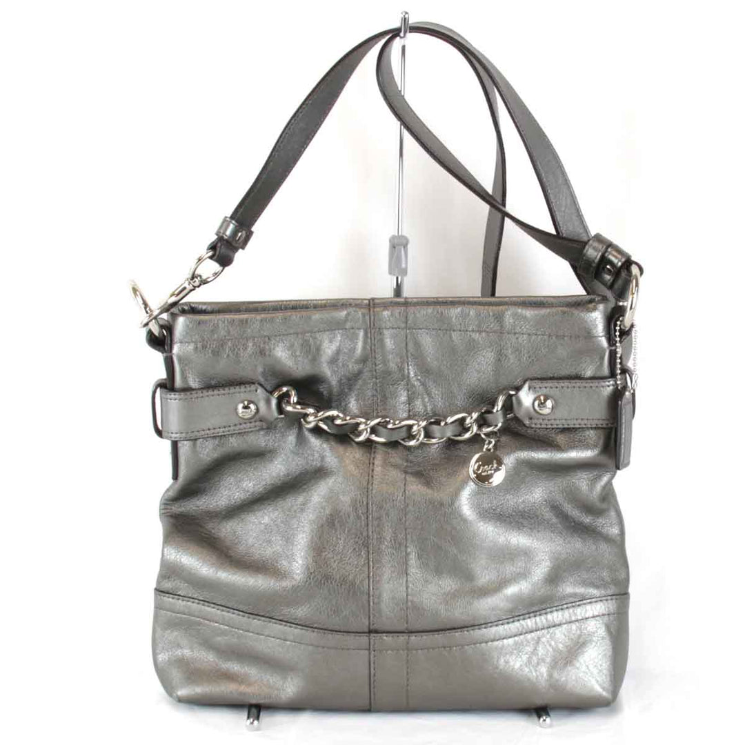 『USED』 
COACH コーチ 
 F18863 ショルダーバッグ 
レザー グレー