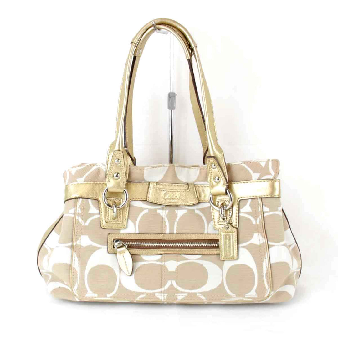 良品『USED』 
COACH コーチ 
 シグネチャー M0893-13290 ハンドバッグ 
キャンバス ベージュ